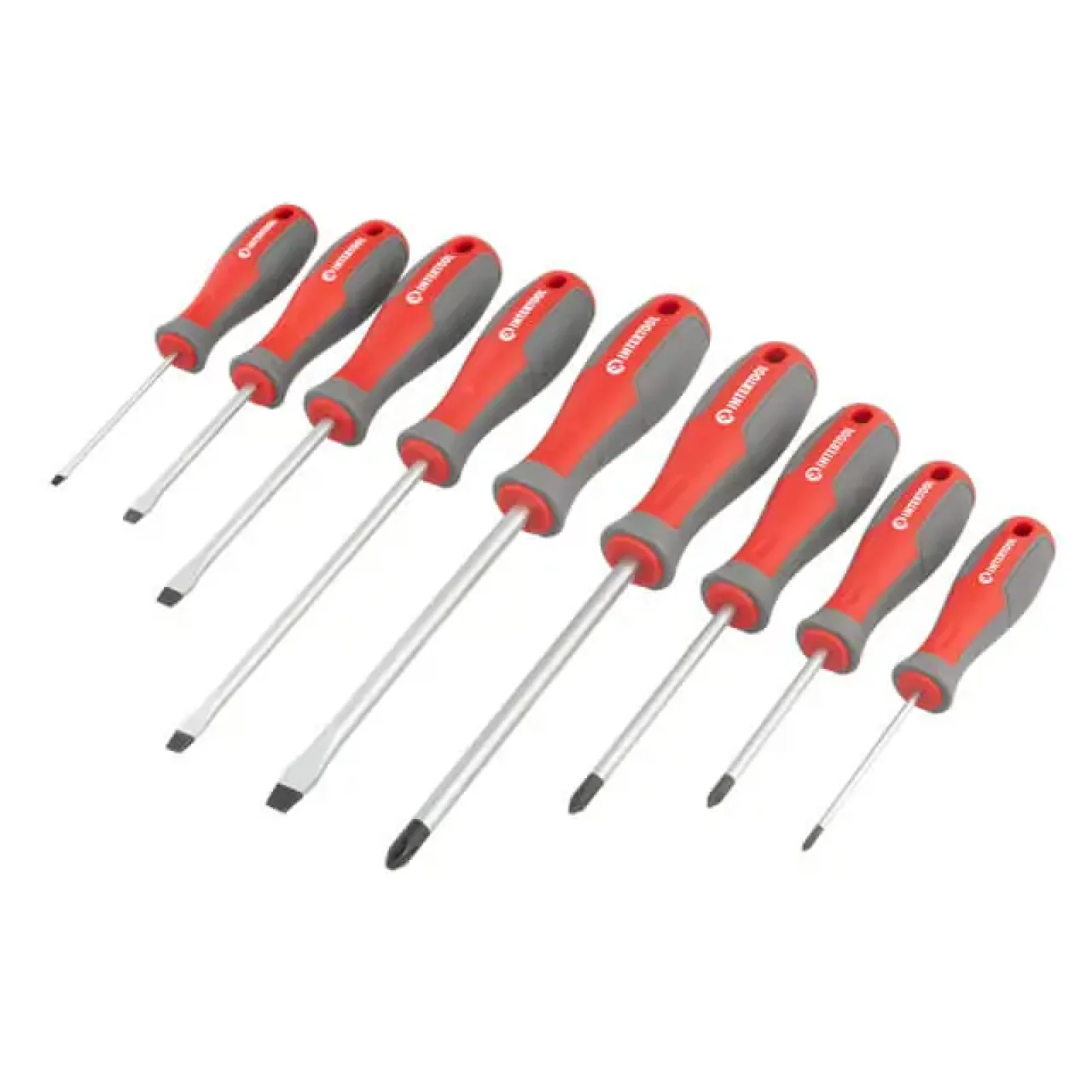 Набір викруток, 9 од., Cr-V, 75-150 мм (SL3, SL5, SL6, SL8, PH0, PH1, PH2, PH3) INTERTOOL (VT-3349) UA