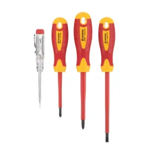 Набір ізольованих викруток з індикатором напруги, 4 од., VDE, Cr-V, 80-125 мм (SL1×5,5 мм, PH1, PH2, викрутка індикатор) STORM INTERTOOL (VT-3604) UA