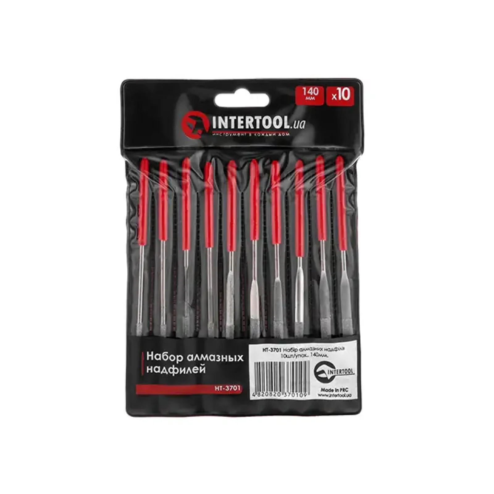 Набір алмазних надфілів, 10 шт., 140 мм INTERTOOL (HT-3701) UA
