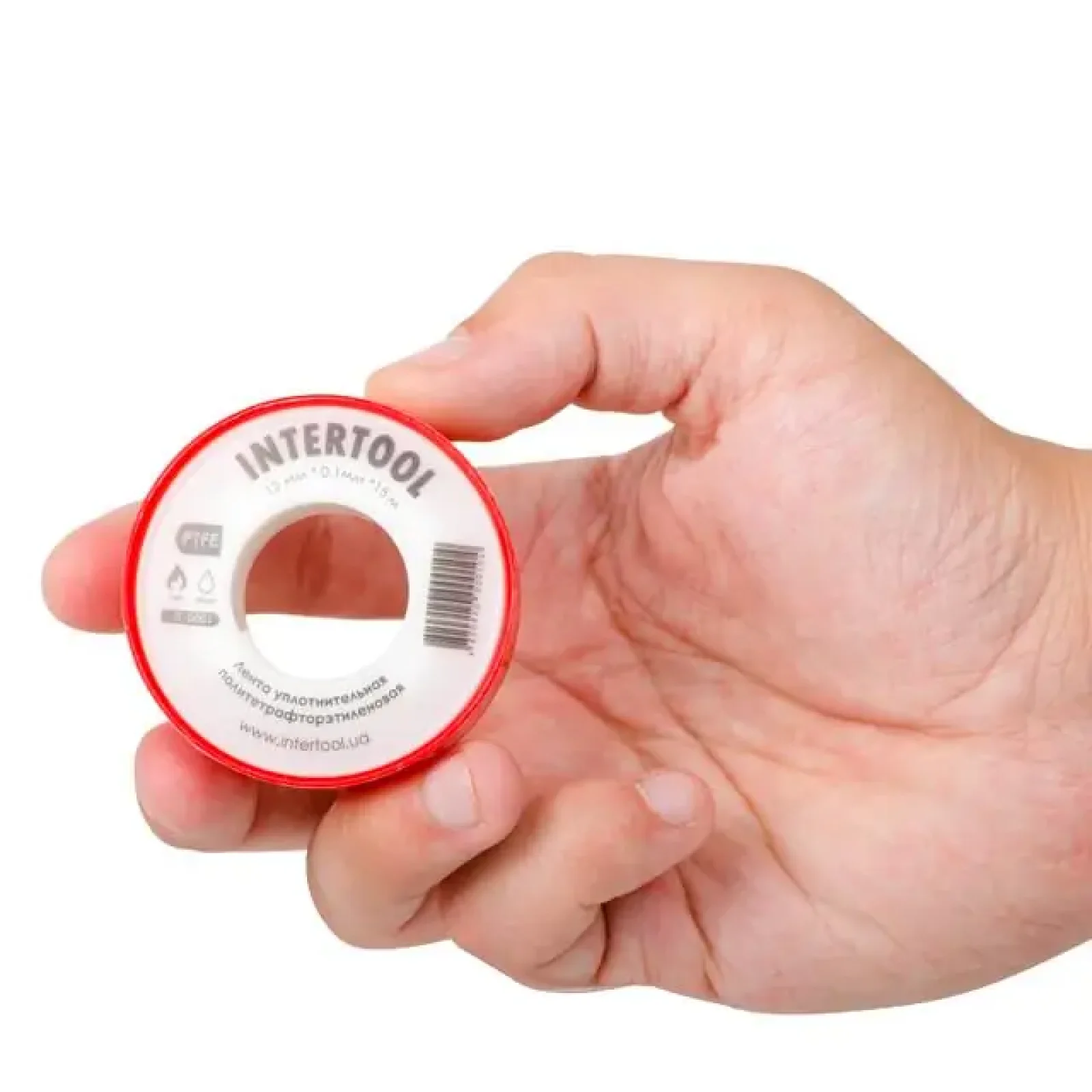 Стрічка тефлонова, фум (политетрафторетиленова), 15 м, 12×0,1 мм, 0,2 г/см³ INTERTOOL (IT-0001) UA