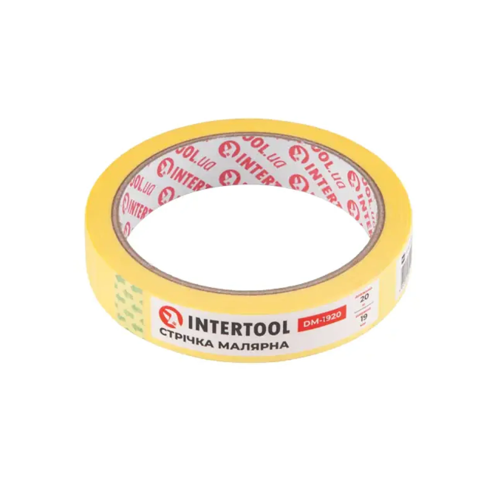 Стрічка малярна 19мм, 20м, жовта INTERTOOL (DM-1920) UA