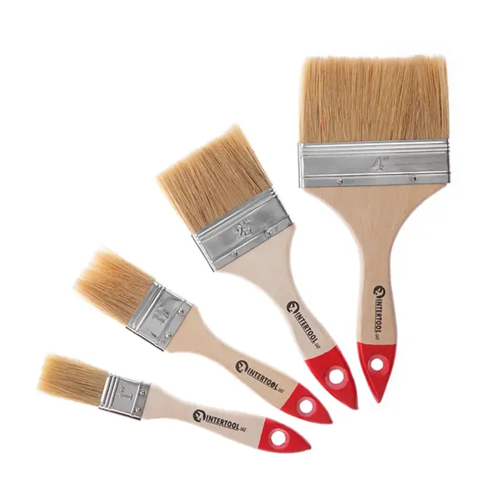 Набір пензлів флейцевих, 4 шт. (25, 36, 63, 102 мм) INTERTOOL (KT-1004) UA