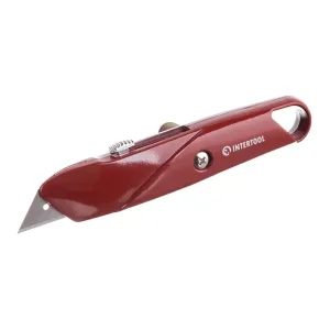 Ніж трапецієподібний, 60×19 мм, з висувним лезом, металевий корпус INTERTOOL (HT-0505) UA