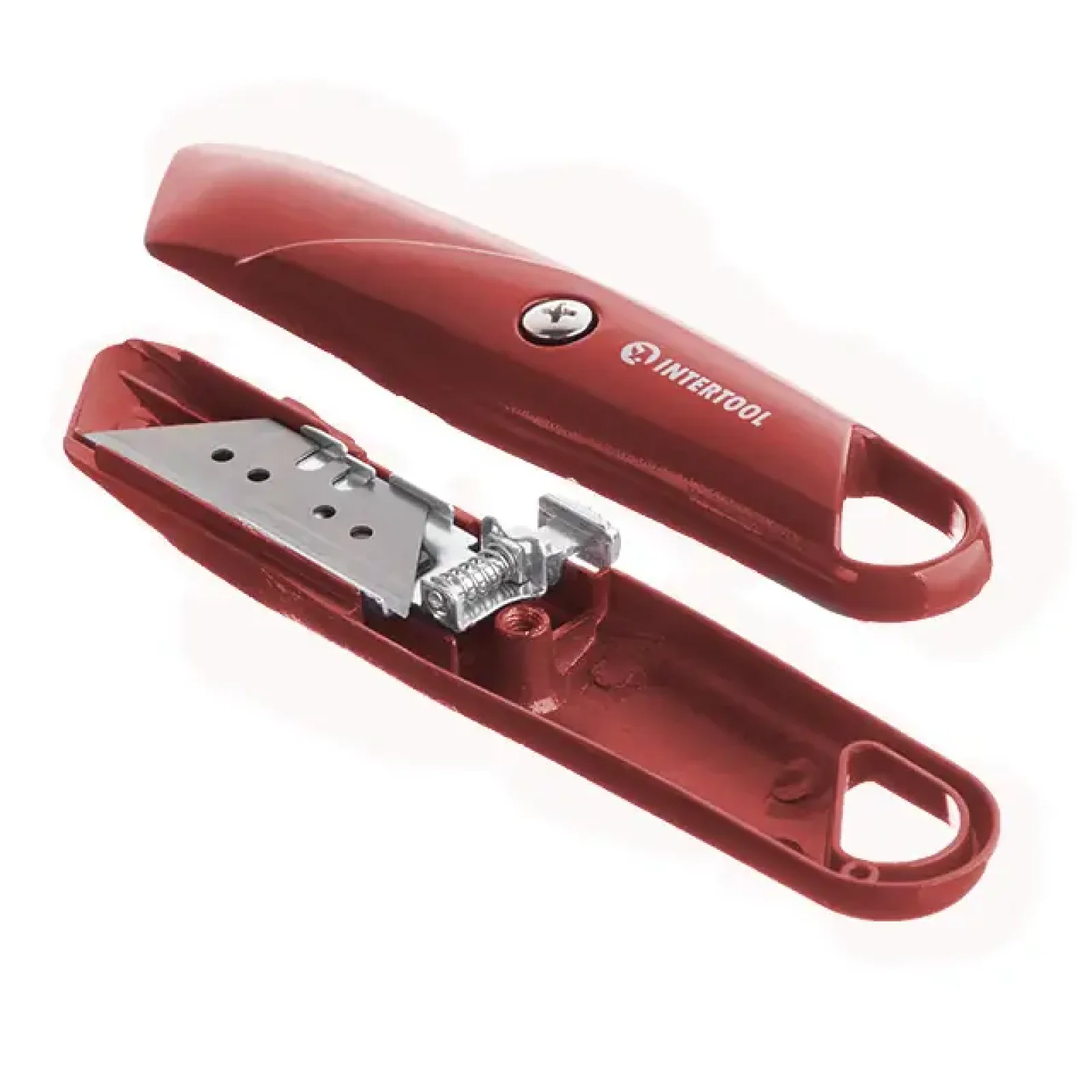 Ніж трапецієподібний, 60×19 мм, з висувним лезом, металевий корпус INTERTOOL (HT-0505) UA