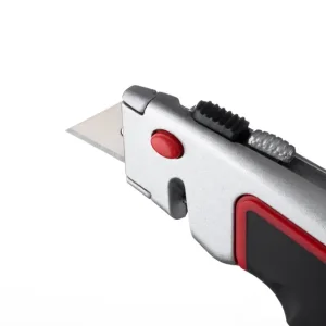 Ніж трапецієподібний, 60×19 мм, з висувним лезом, металевий корпус, прогумована рукоятка INTERTOOL (HT-0516) UA