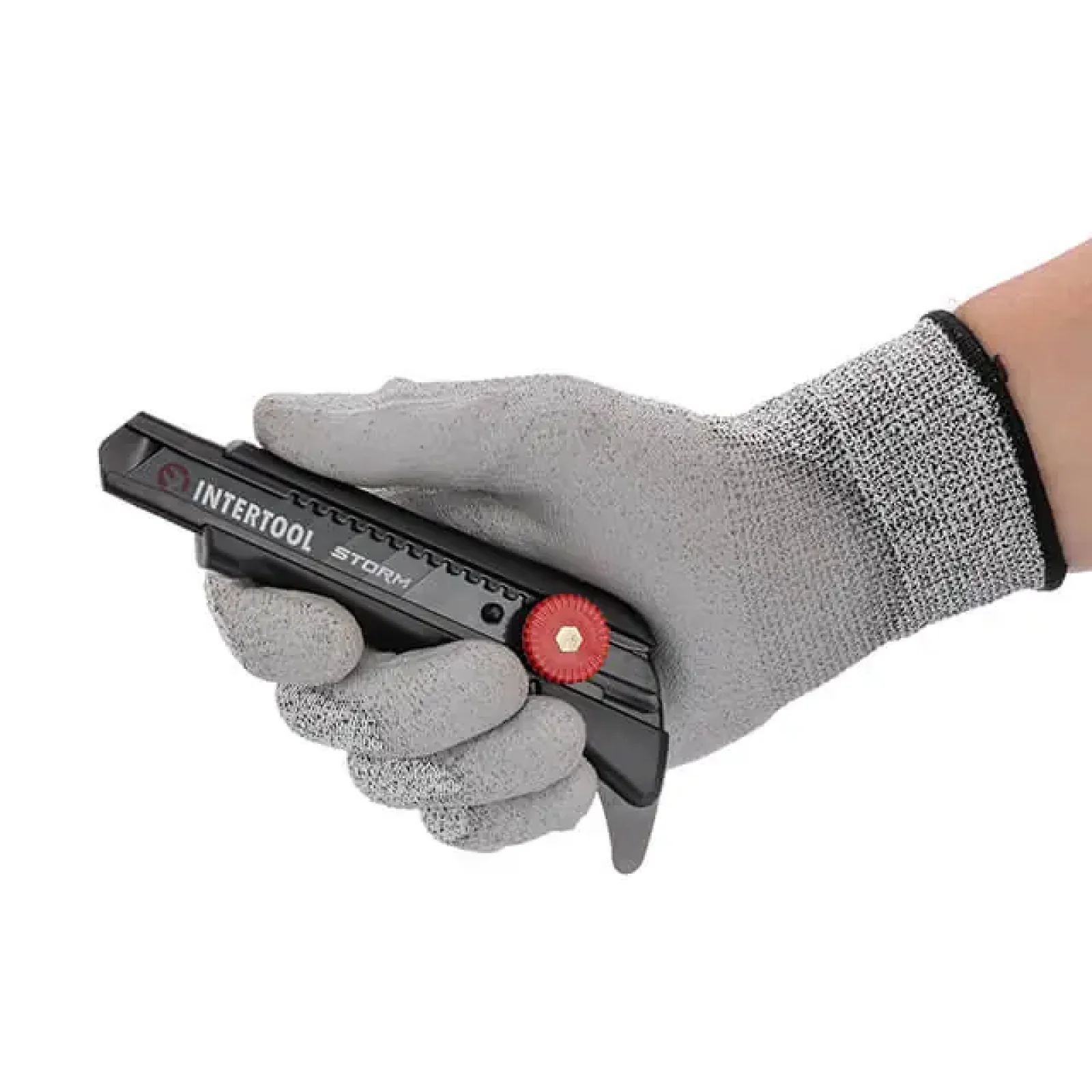 Ніж сегментний для лінолеуму, 18 мм, металева напрямна, гвинтова фіксація STORM INTERTOOL (HT-0539) UA