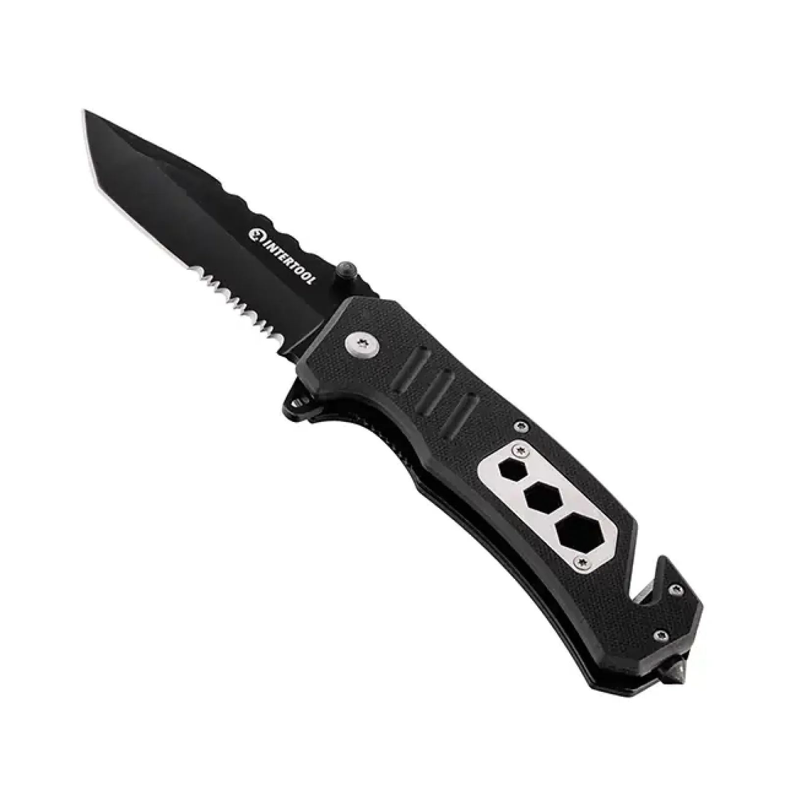Ніж складаний, 83 мм, з лезом для розрізання ременів INTERTOOL (HT-0599) UA