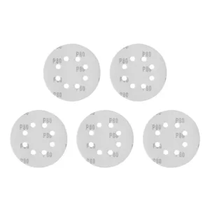 Круг наждаковий на липучці з отворами 125 мм, папір клас С, щільність 140 г/м², К80, 5 од. INTERTOOL (BT-0585) UA