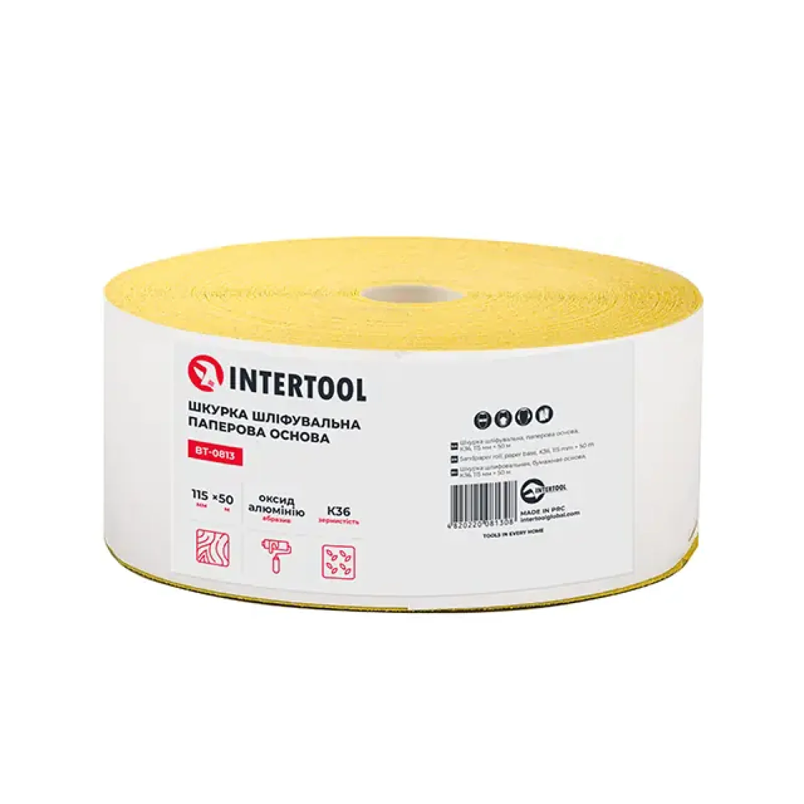 Шкурка шліфувальна, паперова основа, К36, 115 мм × 50 м INTERTOOL (BT-0813) UA