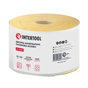 Шкурка шліфувальна, паперова основа, К100, 115 мм × 50 м INTERTOOL (BT-0820) UA
