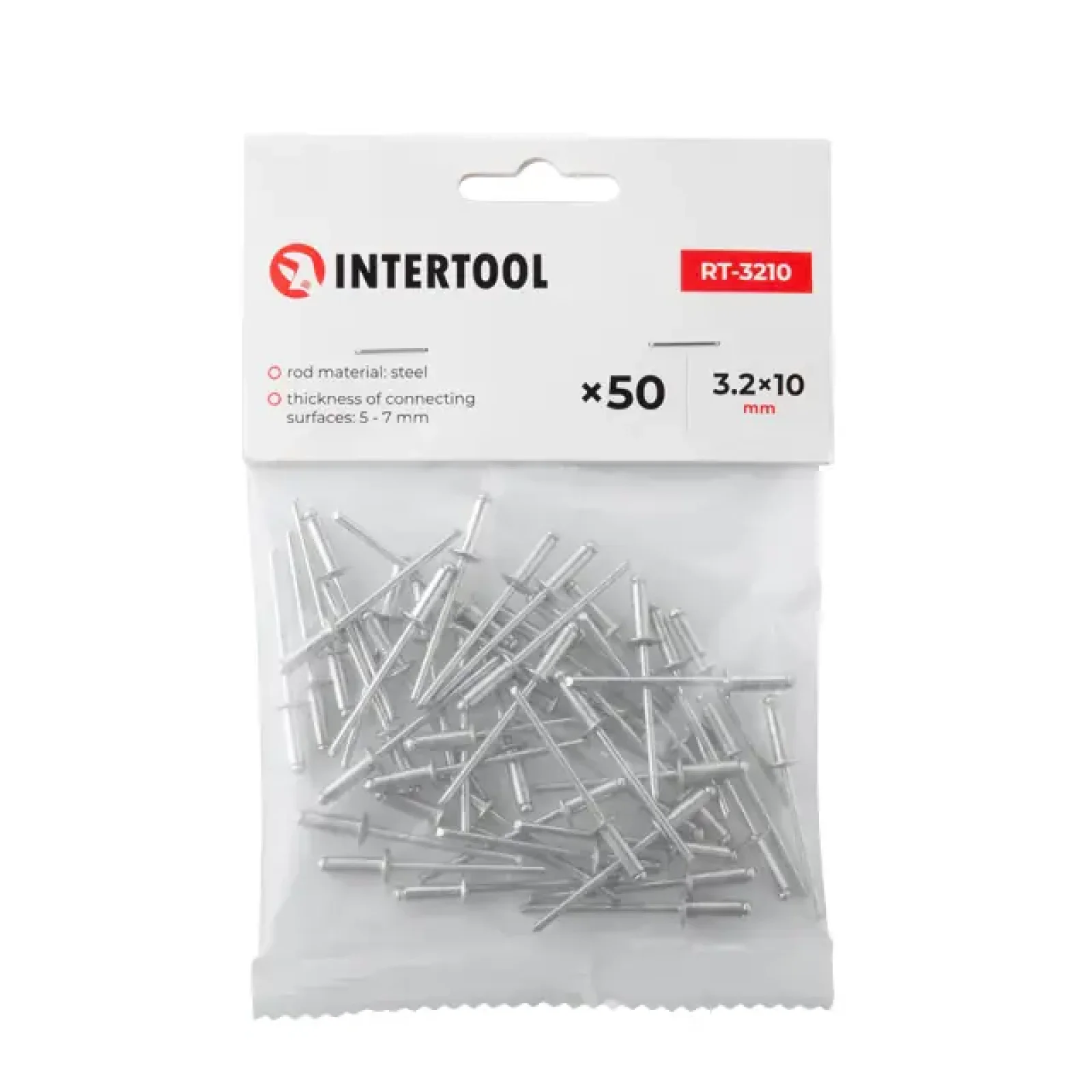 Заклепка алюмінієва, 3,2×10,0 мм, 50 шт. INTERTOOL (RT-3210) UA