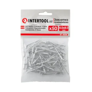 Заклепка алюмінієва, 4,0×8,0 мм, 50 шт. INTERTOOL (RT-4008) UA
