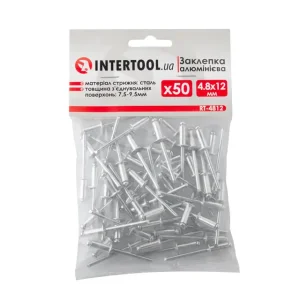 Заклепка алюмінієва, 4,8×12,0 мм, 50 шт. INTERTOOL (RT-4812) UA