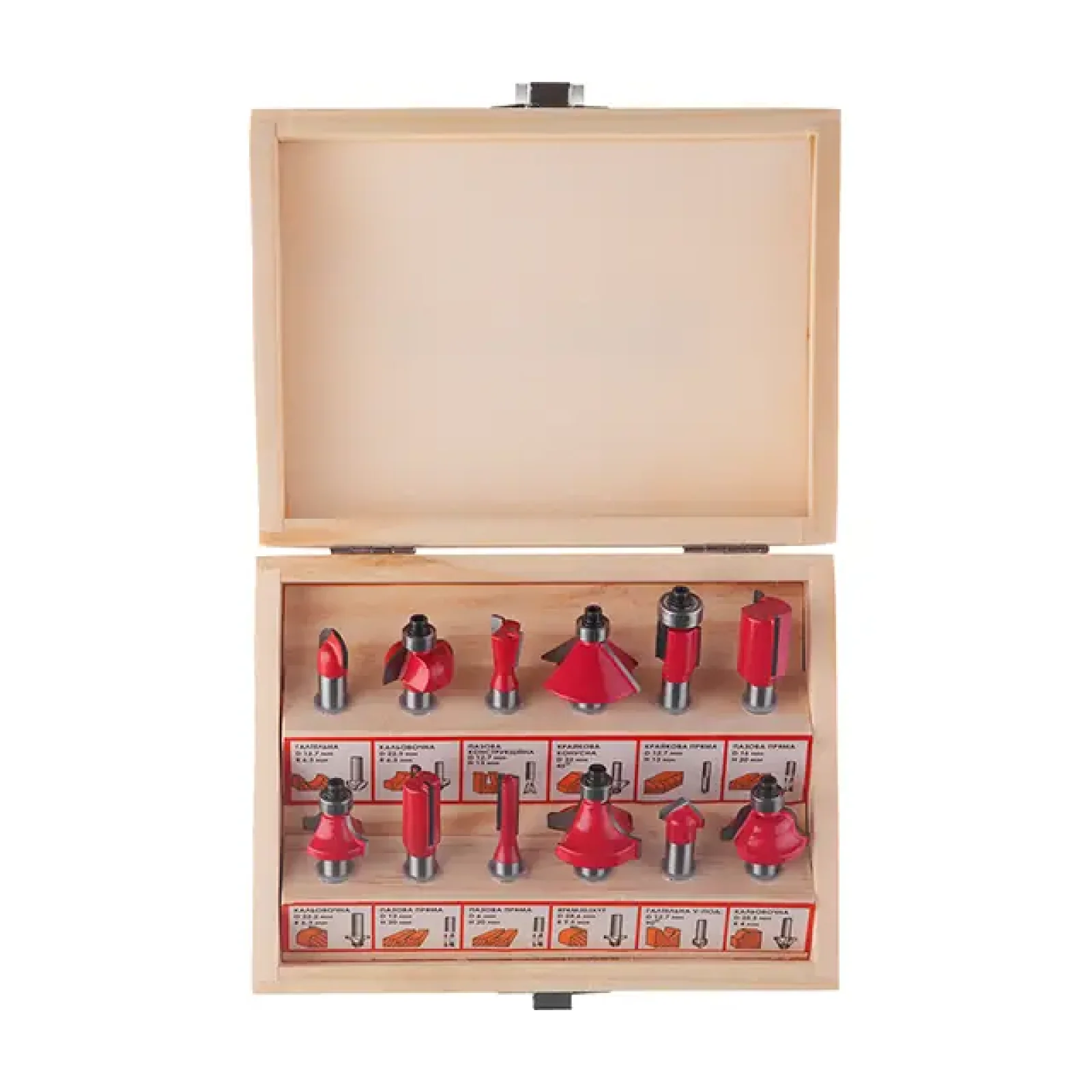 Набір фрез кінцевих по деревині, 12 шт. INTERTOOL (HT-0071) UA