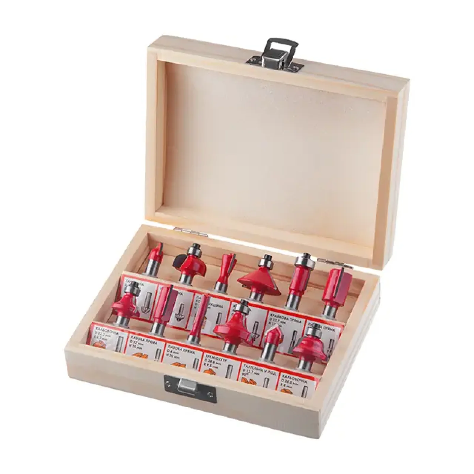 Набір фрез кінцевих по деревині, 12 шт. INTERTOOL (HT-0071) UA