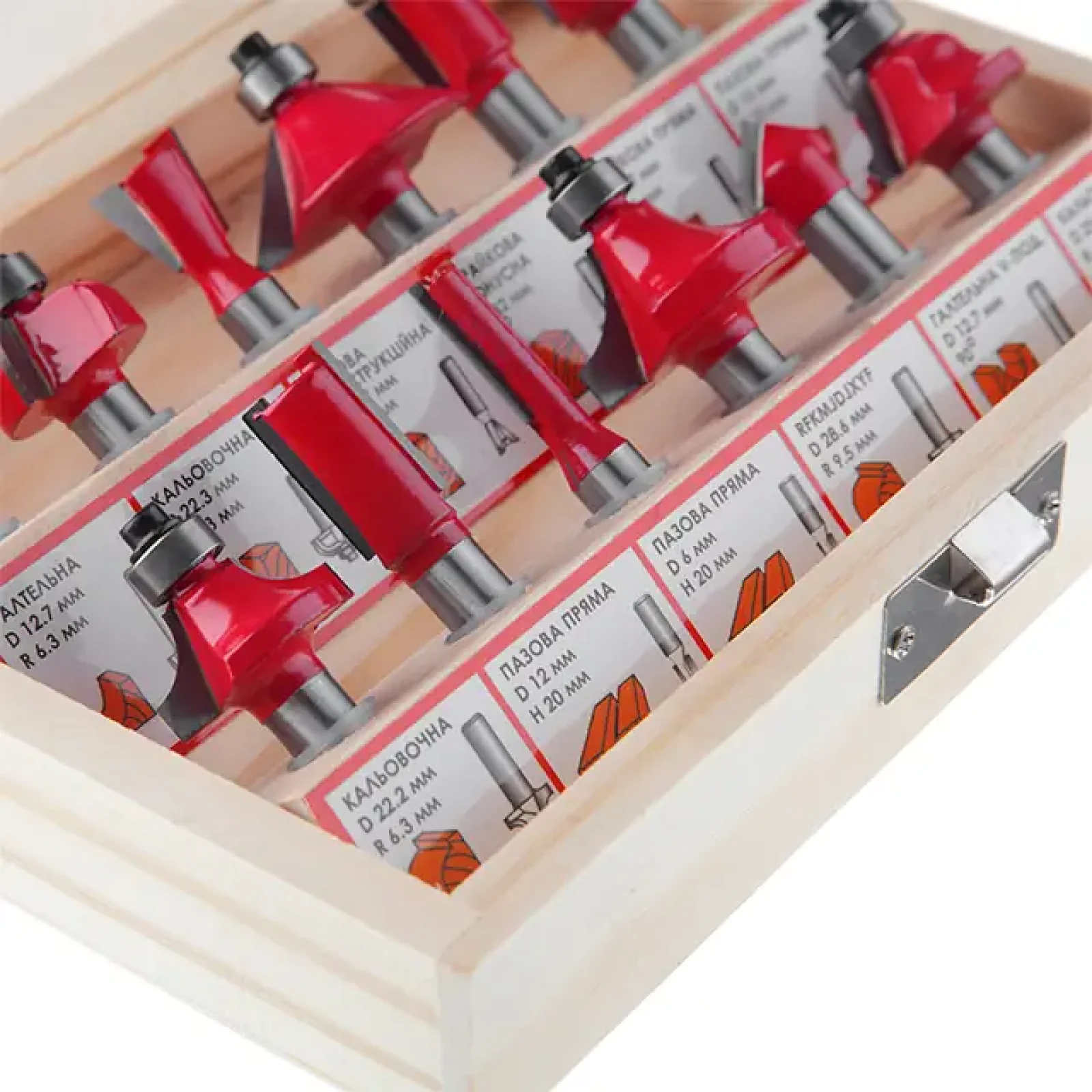 Набір фрез кінцевих по деревині, 12 шт. INTERTOOL (HT-0071) UA