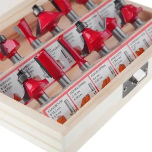 Набір фрез кінцевих по деревині, 12 шт. INTERTOOL (HT-0071) UA