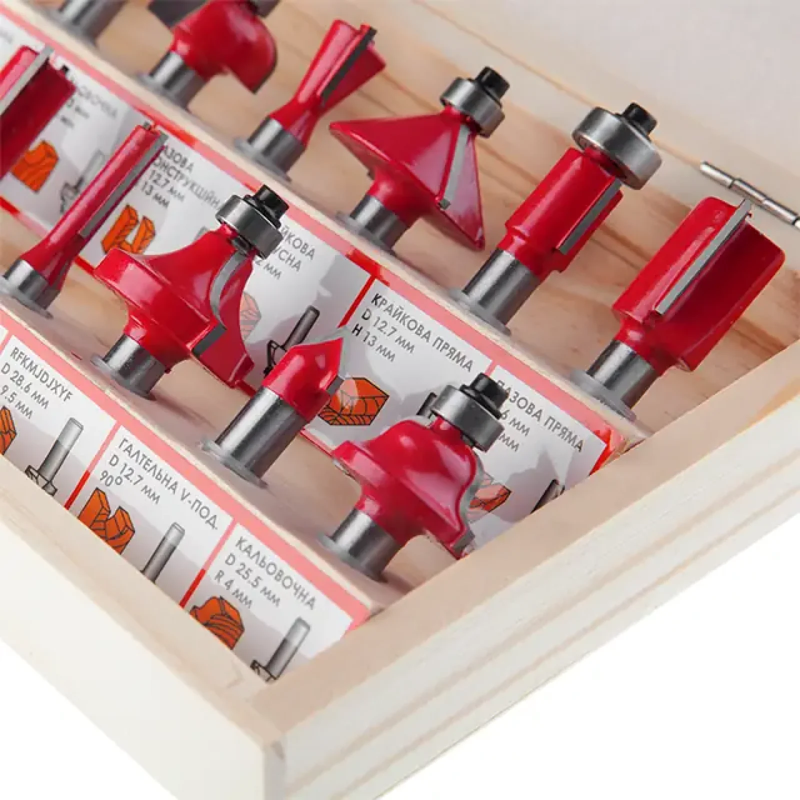 Набір фрез кінцевих по деревині, 12 шт. INTERTOOL (HT-0071) UA