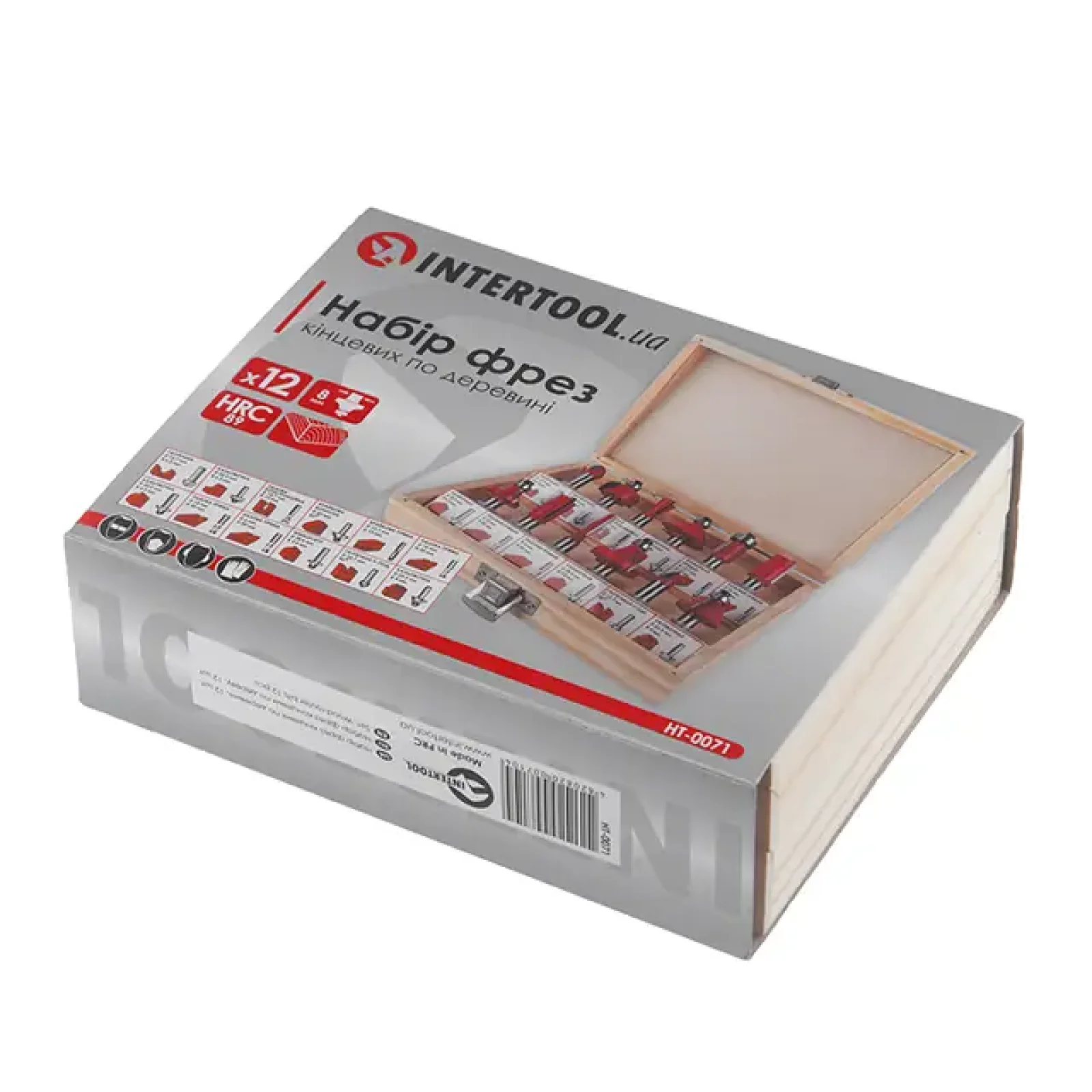 Набір фрез кінцевих по деревині, 12 шт. INTERTOOL (HT-0071) UA