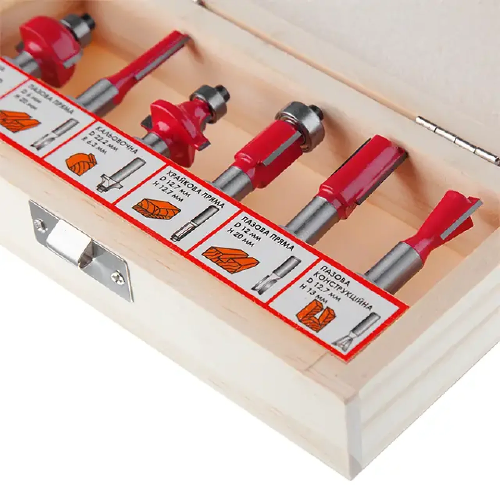 Набір фрез кінцевих по деревині, 6 шт. INTERTOOL (HT-0072) UA