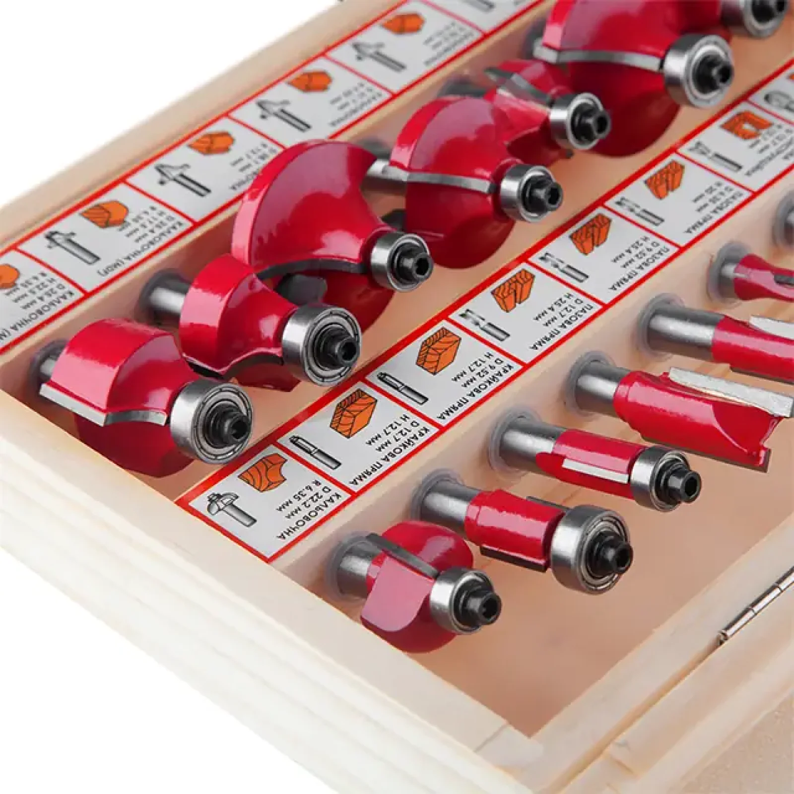 Набір фрез кінцевих по деревині, 18 шт. INTERTOOL (HT-0073) UA