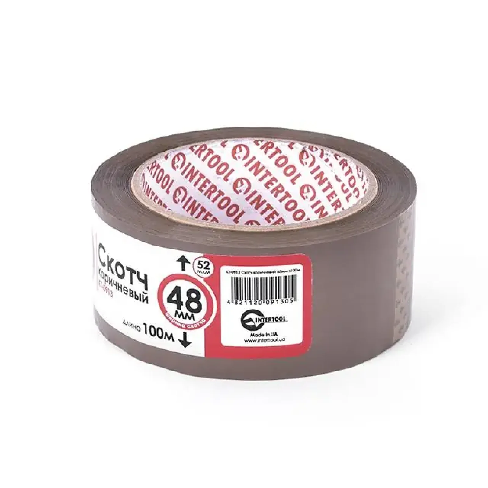 Скотч коричневий, 100 м × 48 мм, 44 мкм INTERTOOL (KT-0913) UA