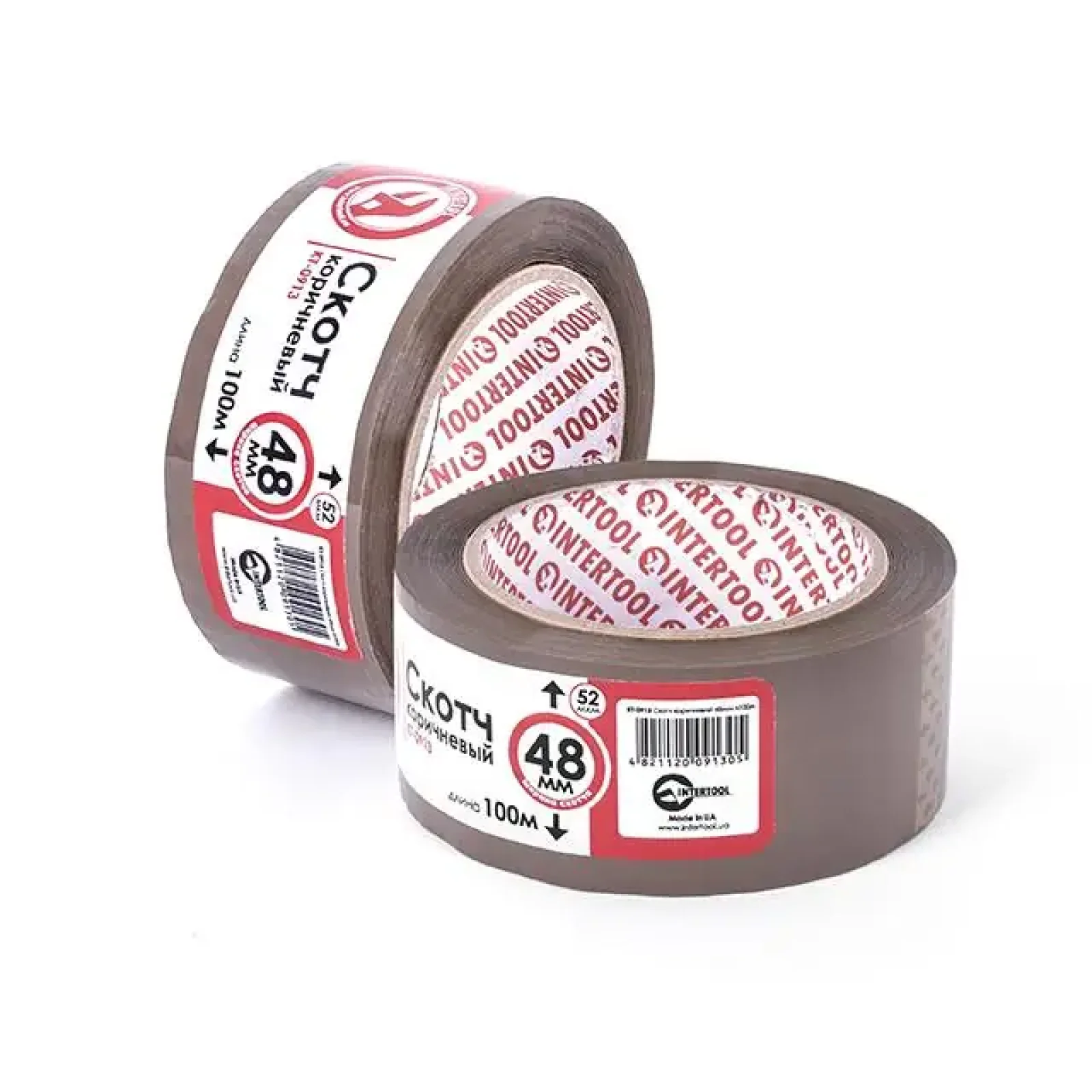 Скотч коричневий, 100 м × 48 мм, 44 мкм INTERTOOL (KT-0913) UA
