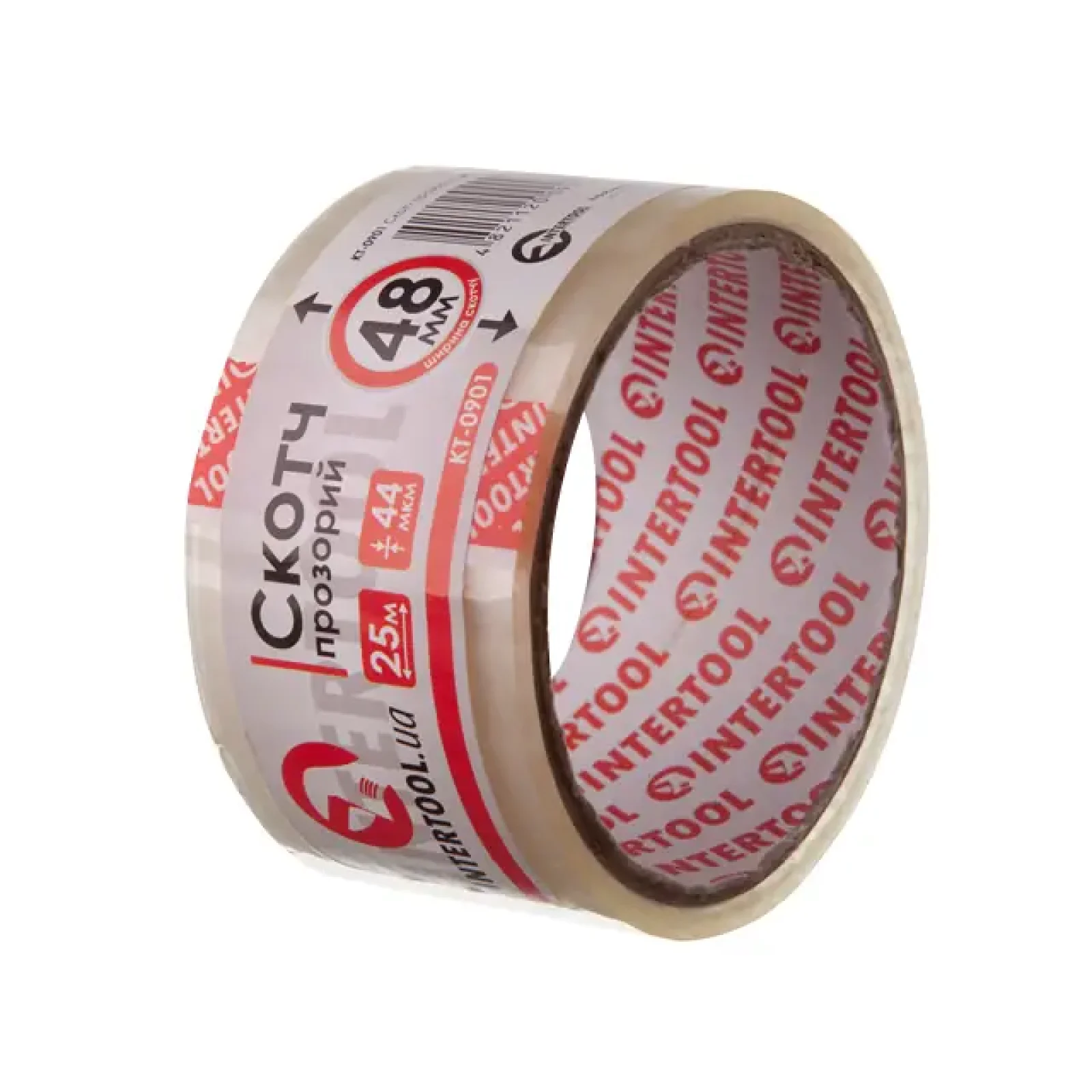 Скотч прозорий, 25 м × 48 мм, 44 мкм INTERTOOL (KT-0901) UA