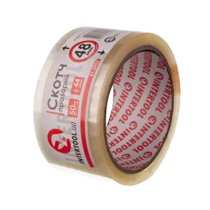 Скотч прозорий, 50 м × 48 мм, 44 мкм INTERTOOL (KT-0902) UA