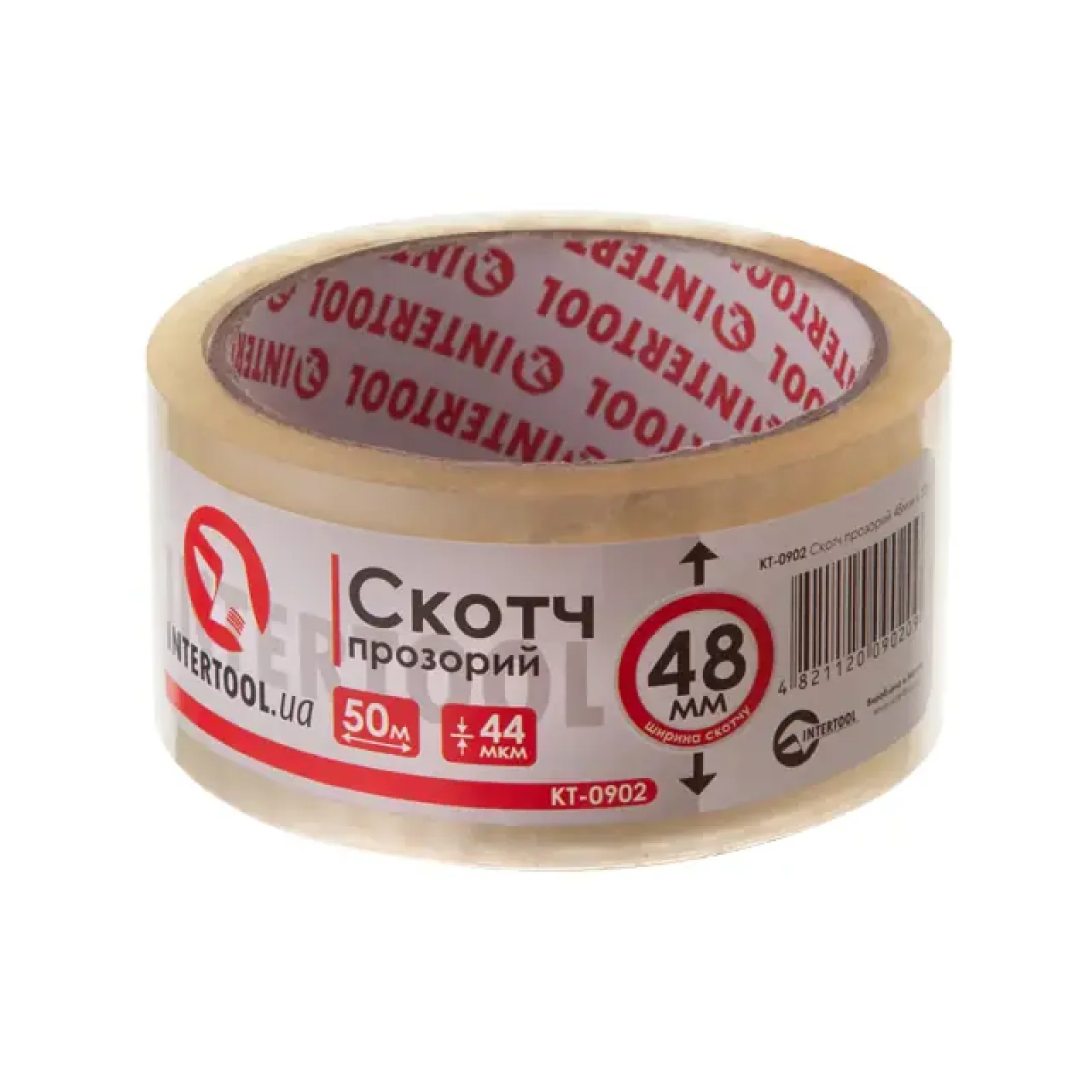 Скотч прозорий, 50 м × 48 мм, 44 мкм INTERTOOL (KT-0902) UA
