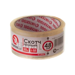 Скотч прозорий, 50 м × 48 мм, 44 мкм INTERTOOL (KT-0902) UA