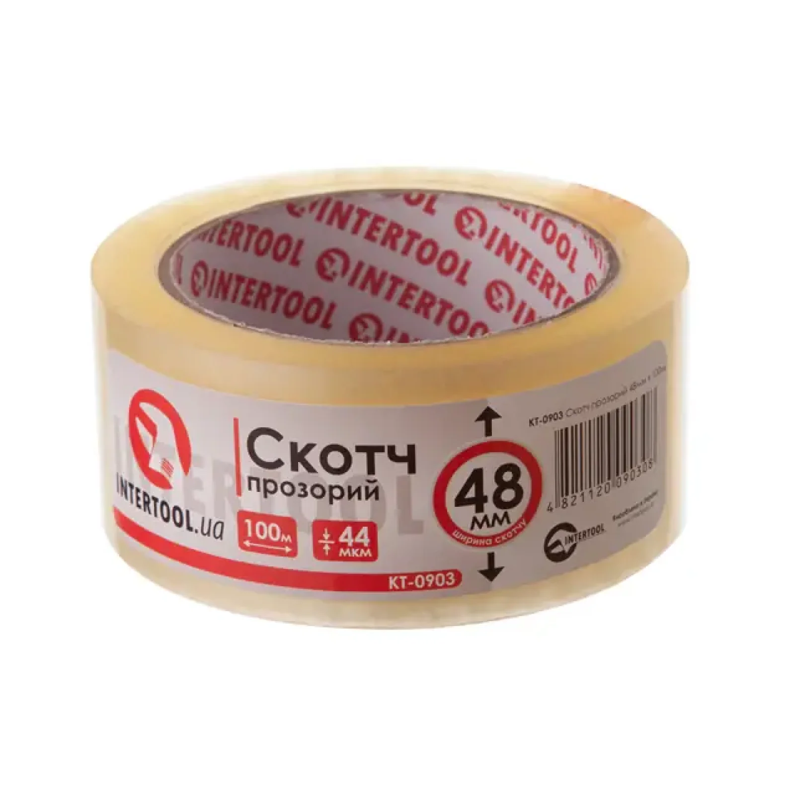 Скотч прозорий, 100 м × 48 мм, 44 мкм INTERTOOL (KT-0903) UA