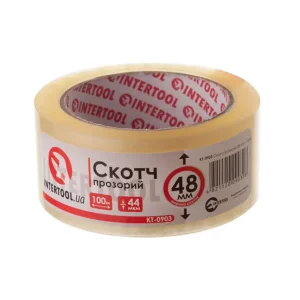 Скотч прозорий, 100 м × 48 мм, 44 мкм INTERTOOL (KT-0903) UA