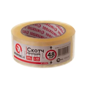 Скотч прозорий, 200 м × 48 мм, 44 мкм INTERTOOL (KT-0904) UA