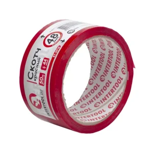 Скотч червоний, 50 м × 48 мм, 44 мкм INTERTOOL (KT-0915) UA