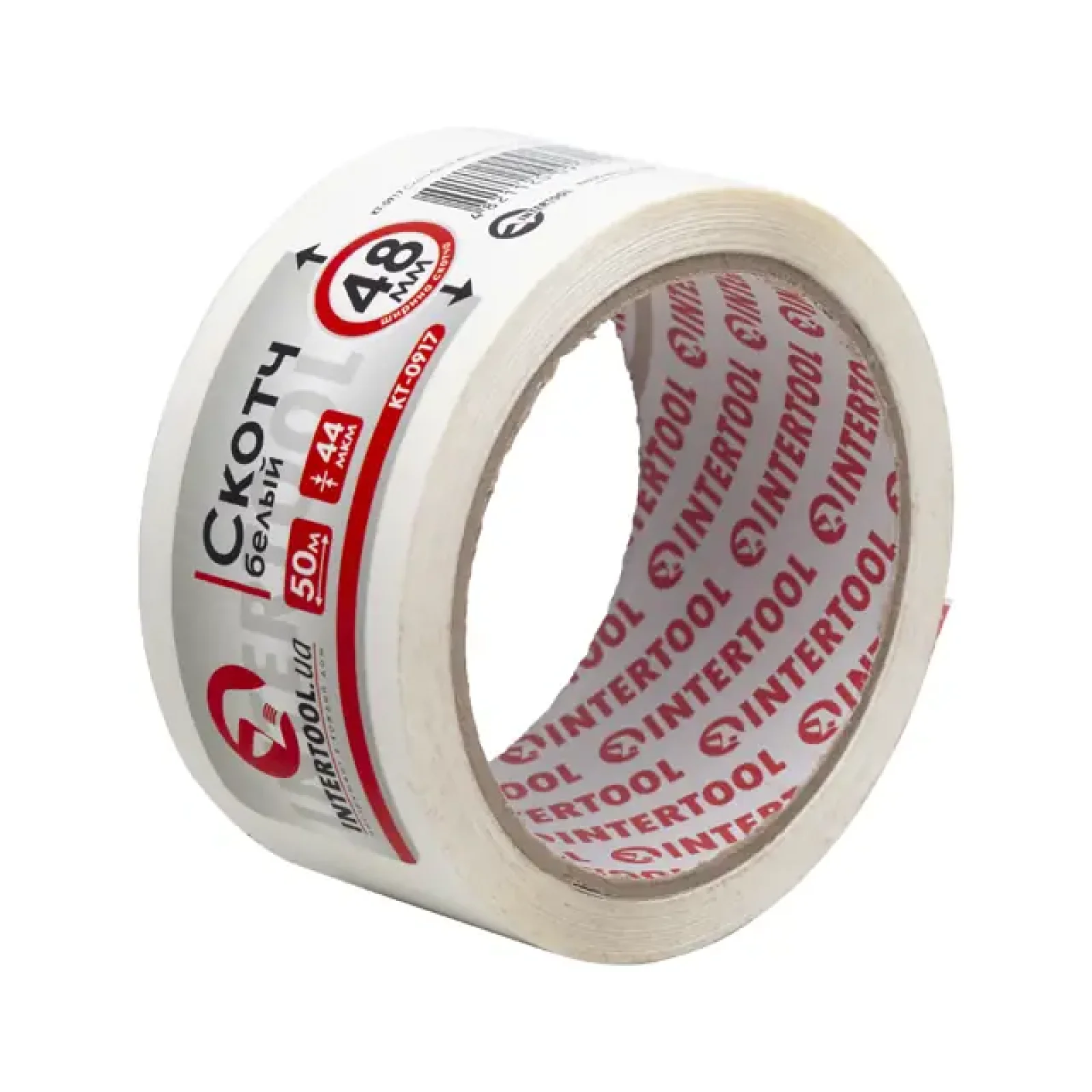 Скотч білий, 50 м × 48 мм, 44 мкм INTERTOOL (KT-0917) UA