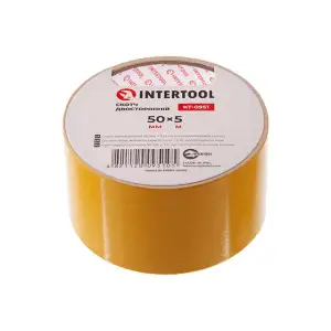 Скотч двосторонній, 5 м, 50 мм, на поліпропіленовій основі INTERTOOL (KT-0951) UA