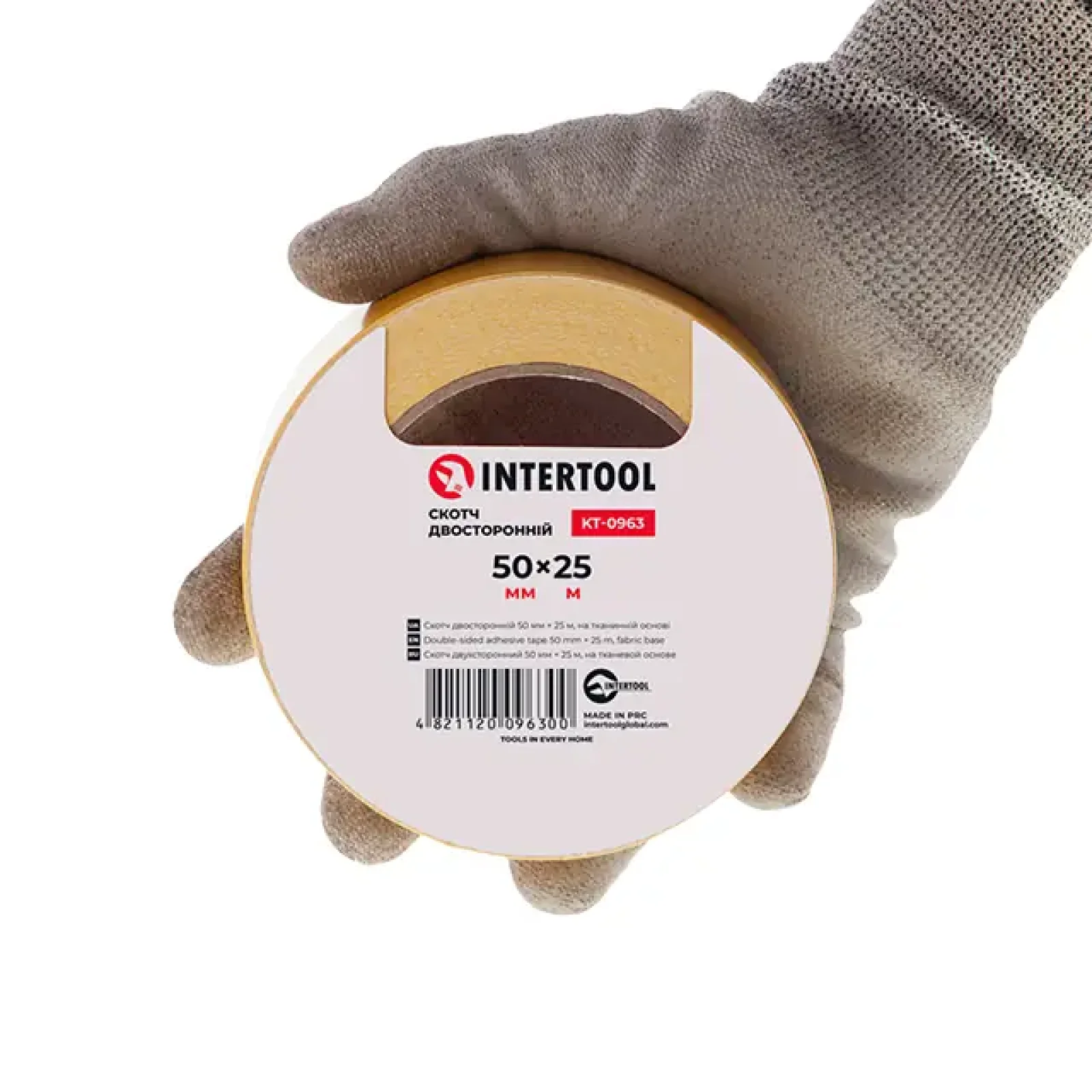 Скотч двосторонній, 25 м, 50 мм, на тканинній основі INTERTOOL (KT-0963) UA