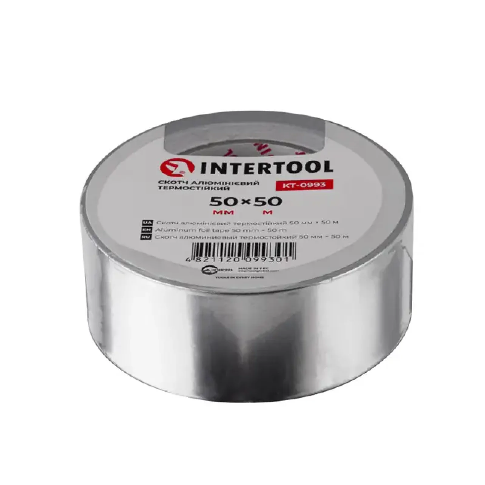 Скотч алюмінієвий термостійкий, 50 м, 50 мм INTERTOOL (KT-0993) UA