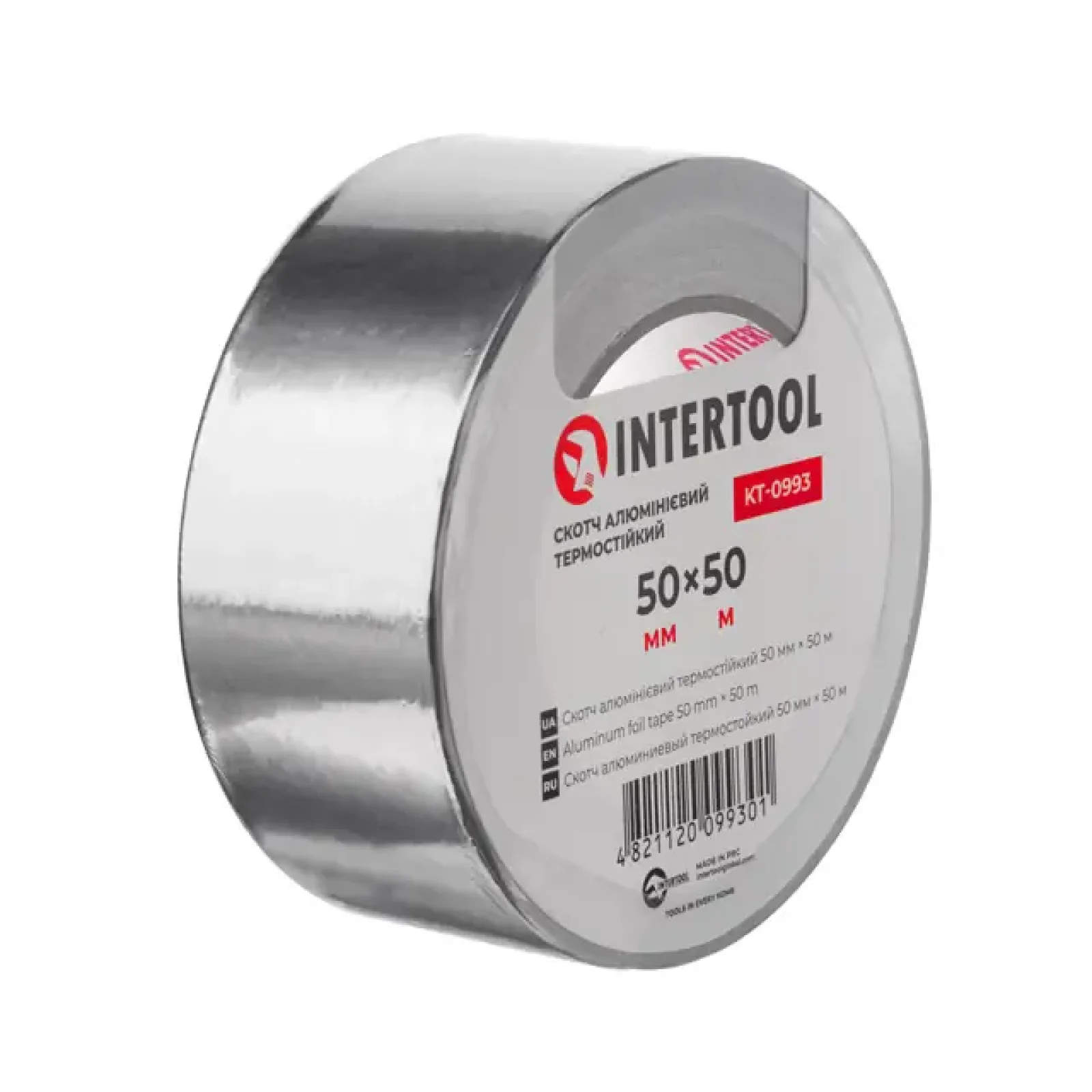Скотч алюмінієвий термостійкий, 50 м, 50 мм INTERTOOL (KT-0993) UA