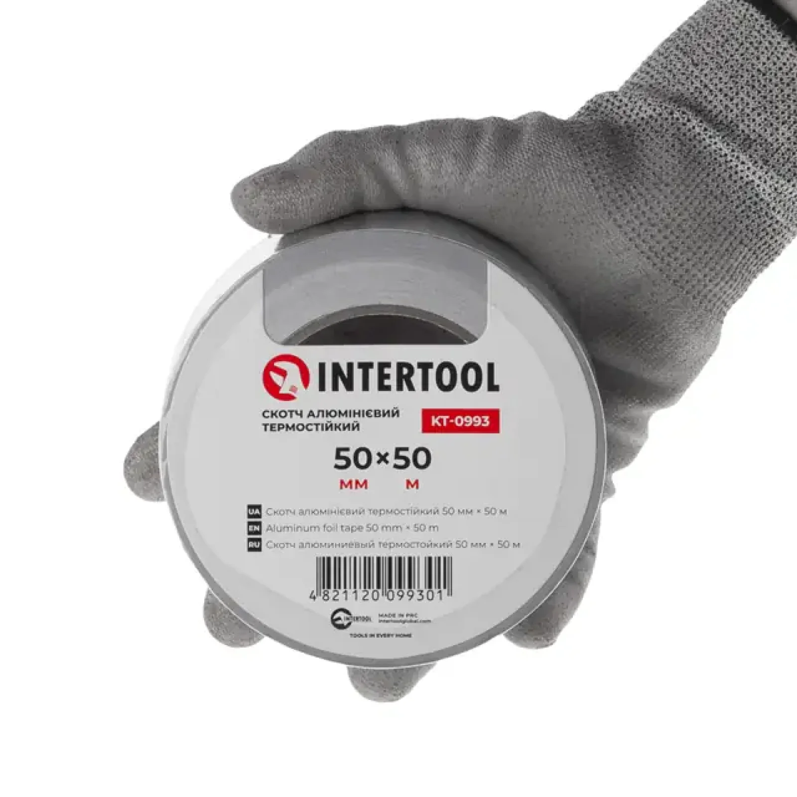 Скотч алюмінієвий термостійкий, 50 м, 50 мм INTERTOOL (KT-0993) UA