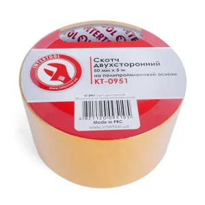 Скотч двосторонній, 5 м, 50 мм, на поліпропіленовій основі INTERTOOL (KT-0951) UA