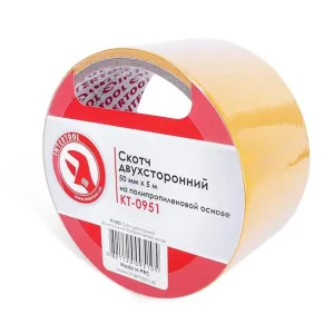 Скотч двосторонній, 5 м, 50 мм, на поліпропіленовій основі INTERTOOL (KT-0951) UA