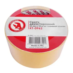Скотч двосторонній, 10 м, 50 мм, на тканинній основі INTERTOOL (KT-0962) UA
