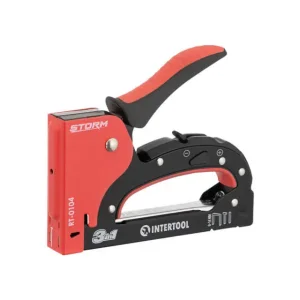 Степлер будівельний 3 в 1, під скобу 11,3×0,7×6-14 мм, цвях 14 мм, шпилька 14 мм, STORM INTERTOOL (RT-0104) UA