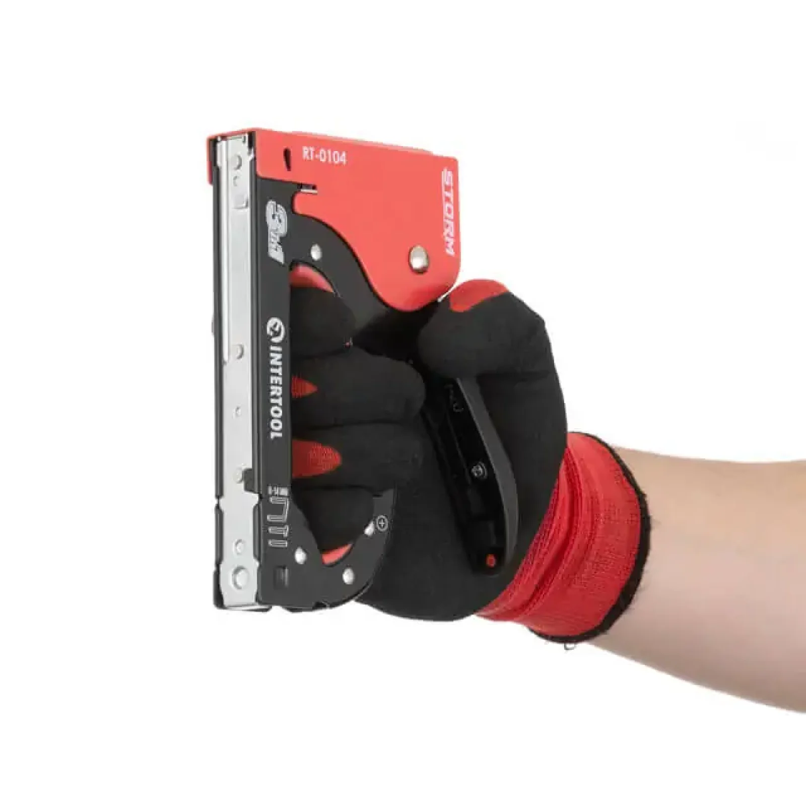 Степлер будівельний 3 в 1, під скобу 11,3×0,7×6-14 мм, цвях 14 мм, шпилька 14 мм, STORM INTERTOOL (RT-0104) UA