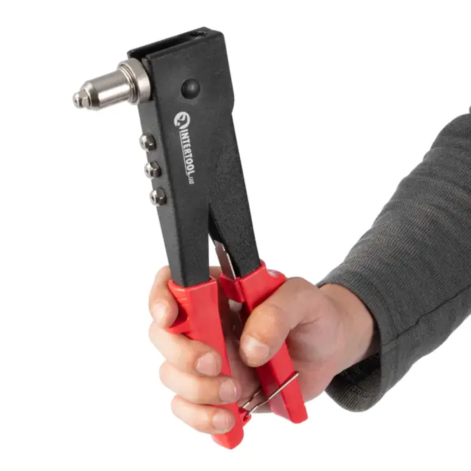 Пістолет заклепувальний, 260 мм, діаметр застосовуваної заклепки 2,4, 3,2, 4,0, 4,8 мм, з поворотом на 90° INTERTOOL (RT-0002) UA