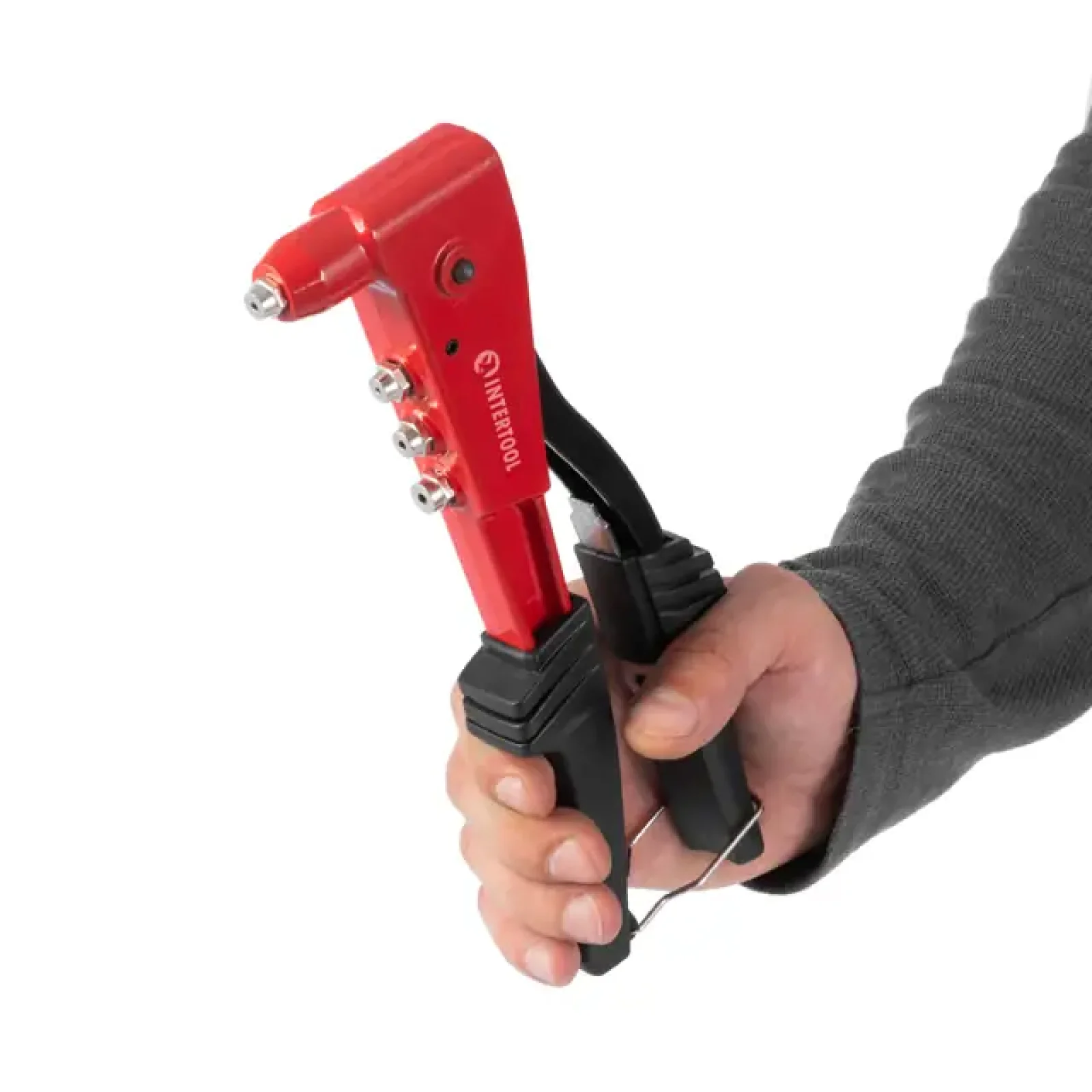 Пістолет заклепувальний, литий корпус, 250 мм, діаметр застосовуваної заклепки: 2,4, 3,2, 4,0, 4,8 мм INTERTOOL (RT-0006) UA