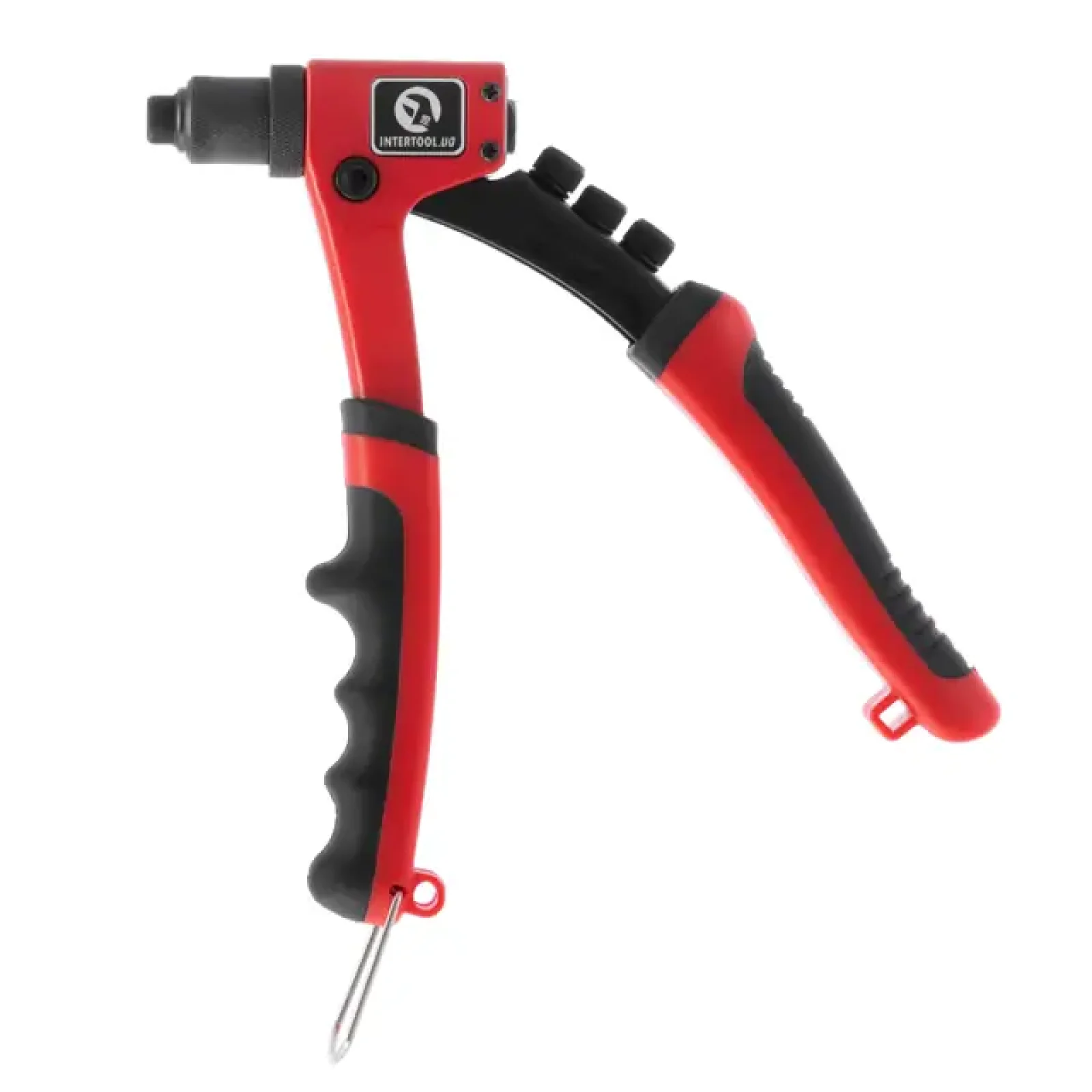 Пістолет заклепувальний ручний, 215 мм, діаметр застосовуваної заклепки: 2,4, 3,2, 4,0, 4,8 мм INTERTOOL (RT-0014) UA