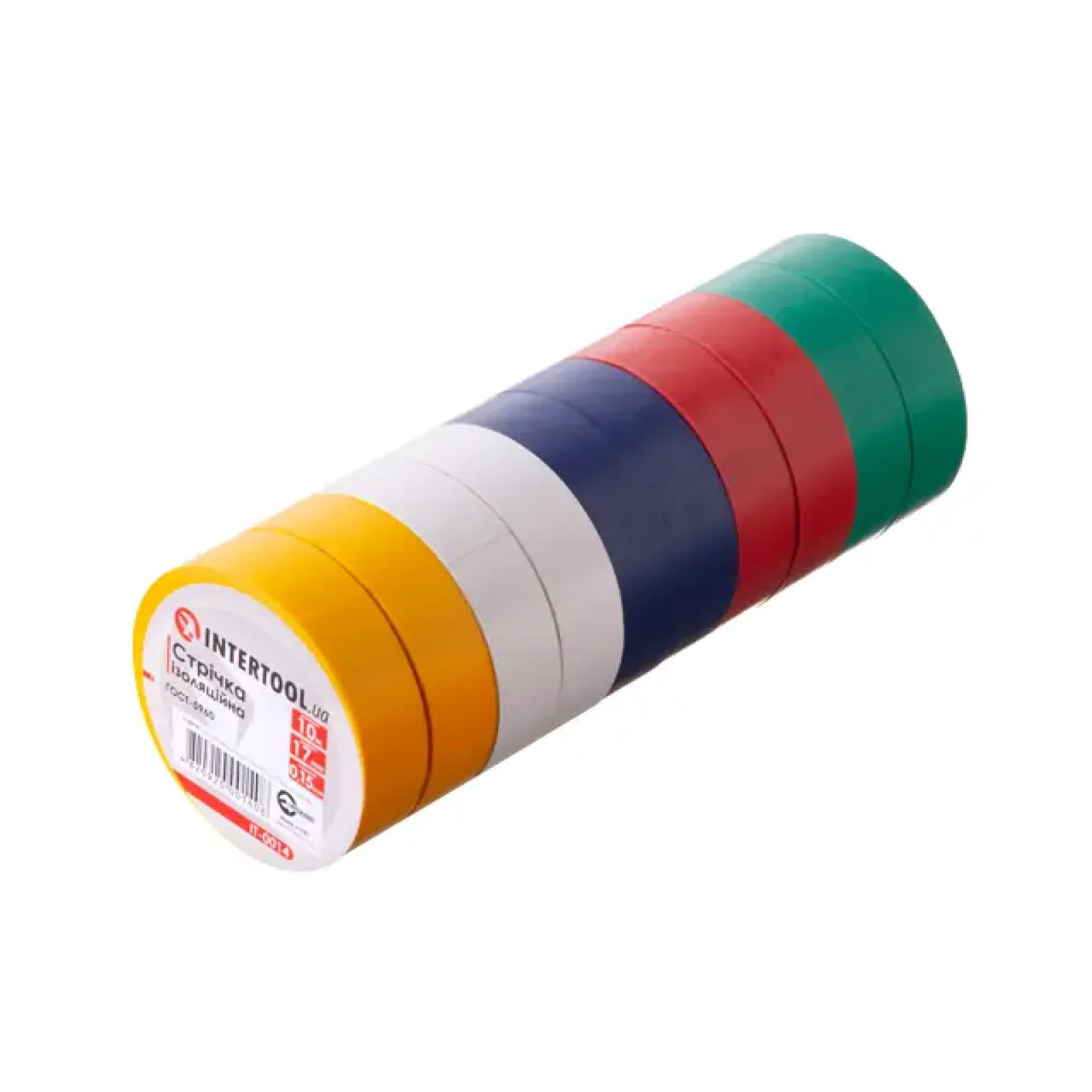 Стрічка ізоляційна 0.15мм*17мм*10м кольорова INTERTOOL (IT-0014) UA